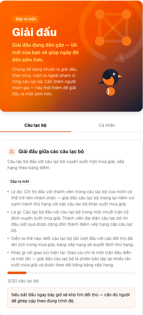 Trang giới thiệu giải đấu của MatchRobin